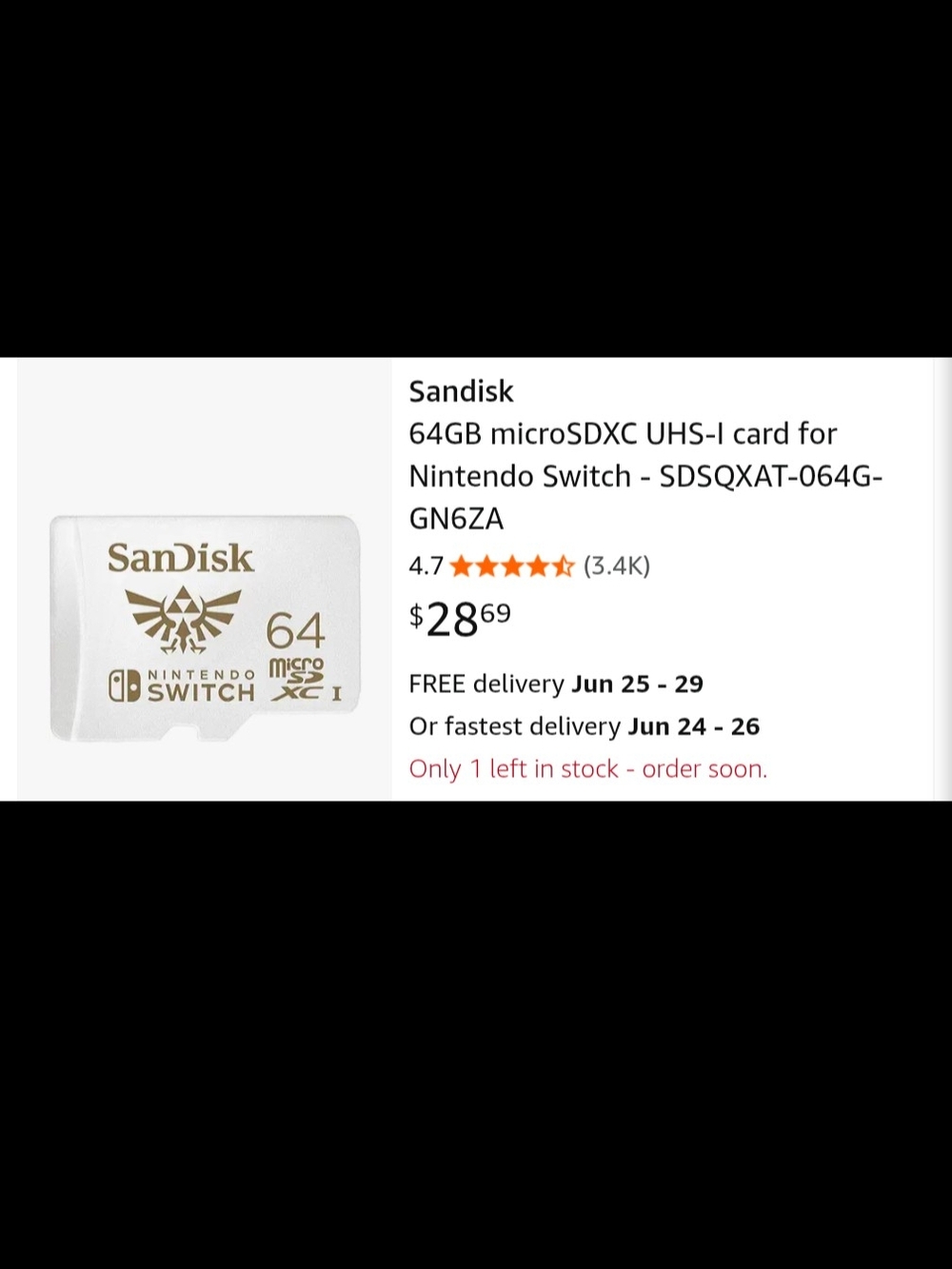 SanDisk 64GB Zelda microSDXC Memory Card - White